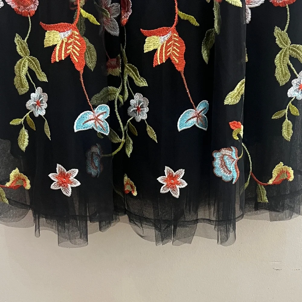 New York & Company Black Dress with Colorful Floral Design - Picture 6 of 10